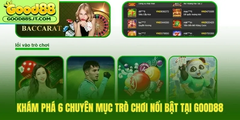 Các chuyên mục trò chơi giải trí hấp dẫn tại Good88