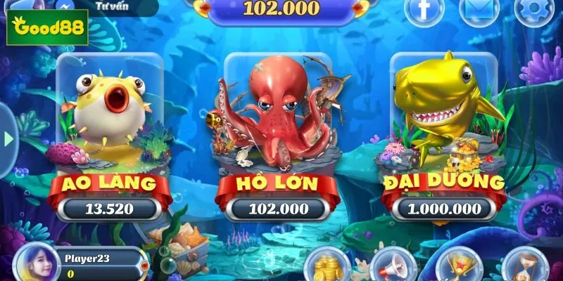 Giao diện đại dương rực rỡ và đầy cuốn hút của tựa game bắn cá thần tài Giao diện đại dương rực rỡ và đầy cuốn hút của tựa game bắn cá thần tài